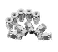 TOMETURE Conector Rápido de Empuje para Tuberías de Aire de 6 Mm Rosca 1/8' Npt, Accesorios Neumáticos Adaptables de Latón Niquelado para Impresora 3d, Pack de 10 Unidades