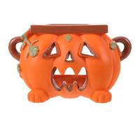 TOMETURE Dispensador de pañuelos con forma de calabaza de Halloween, dispensador de servilletas de resina con forma de calabaza, organizador rústico de baño otoñal para centro de mesa de fiesta de