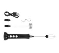 TOMETURE Espumador de Leche Portátil Recargable USB Batidor Eléctrico de Mano Negro, Mini Batidora Múltiples Velocidades y Batería de 1200mah para Café y Cappuccino