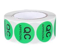 TOMETURE Etiquetas Qc Circulares Adhesivas con Texto Negro para Control de Calidad Almacén y Producción Etiquetas de Inspección para Pruebas y Gestión de Inventario