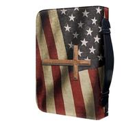 TOMETURE Funda para Biblia de Piel Sintética con Diseño de Bandera Americana, Protector contra Desgaste, Tamaño Adecuado para Ceremonias Religiosas y Estudio Académico