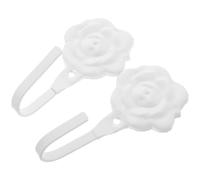 TOMETURE Ganchos para Cortinas de Hierro Blancos Diseño de Flores Estilo Europeo, Soporte Decorativo Versátil para Cortinas, Bufandas y Sombreros Hogar, Paquete de 2