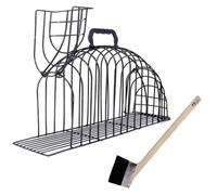 TOMETURE Jaula de Baño Ligera y Práctica para Gatos de Metal Negro con Buena Permeabilidad al Aire y Cepillo Incluido Varios Estilos para Aseo en Casa