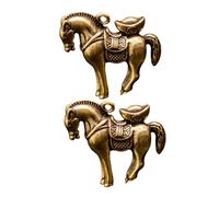 TOMETURE Llavero Retro de Latón y Colgante de Llave Dorado Colgante de Caballo de Guerra, 2 Piezas, Accesorios Decorativos para Manualidades