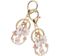 TOMETURE Llaveros Colgantes Diseño de Conejo y Flor de Cerezo, 2 Piezas de Aleación de Zinc Dorada, Decorativos y Delicados para Mochila o Llaves