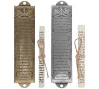 TOMETURE Mezuzá de Oración de Metal para Puerta Símbolos Judíos, 2 Juegos Bordes Redondeados, Resistente y Seguro para Uso Prolongado en Decoración de Puertas