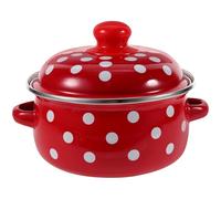 TOMETURE Olla Esmaltada para Estofado 11L Tapa y Asas Antideslizantes Cacerola Gruesa de 16 CM para Cocina Doméstica Apta para Estufa de Gas Utensilio Retro para Sopa y Guisos