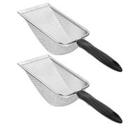 TOMETURE Pala de Acero Inoxidable para Limpiar Arena de Reptiles, 2 Piezas | Plata, Diseño Filtrado y Mango Cómodo, Accesorio de Terrario para Sustrato, Reptiles y Anfibios