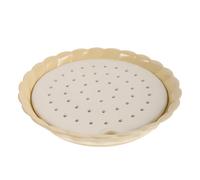 TOMETURE Plato de cerámica para cocinar al vapor - Vaporera de porcelana de 21,7 cm (8,54 pulgadas) para dumplings con orificios de ventilación y bandeja de drenaje de aceite para cocinar mariscos,