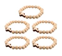 TOMETURE Pulsera de cuentas de oración cristianas de 5 piezas - Cuentas de madera y cruz - Regalo cristiano para bautizo, confirmación y comunión - Pulseras de oración hechas a mano