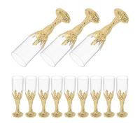TOMETURE Set de 12 Copas Decorativas de Plástico Doradas Estilo Gótico para Fiestas Medievales y Ritos Religiosos, Copas para Beber con Mantenimiento Sencillo