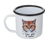 TOMETURE Taza de Esmalte Vintage 350ml para Oficina y Hogar | Cuchara Incluida, Superficie Lisa y Dibujos de Animales, Adecuado para Bebidas Diarias en Mesa o Restaurante