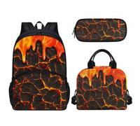 Tomeusey Bolsas escolares para niños y niñas, mochila escolar de gran capacidad, mochila con cremallera para el hombro + lonchera a prueba de fugas + soporte para lápices, juego de 3 piezas, Grieta de