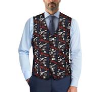 Tomeusey Chaleco de traje para hombre con cinturón ajustable, cuello en V, 4 botones, chaleco formal de negocios, S-4XL, Music Star, L