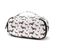 Tomeusey Dachshund - Funda térmica de insulina con estampado de corazón para viajes al aire libre, bolsa de viaje con asa de bolsillo transparente, bolsa térmica portátil para medicamentos para