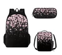 Tomeusey Juego de 3 bolsas escolares para adolescentes y niñas, lonchera a prueba de fugas, para escuela primaria, escuela secundaria, mochilas de gran capacidad con doble cremallera para la escuela y