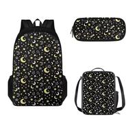 Tomeusey Juego de 3 bolsas escolares para adolescentes y niñas, lonchera a prueba de fugas, para escuela primaria, escuela secundaria, mochilas de gran capacidad con doble cremallera para la escuela y