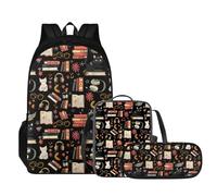 Tomeusey Juego de mochila 3 en 1, mochila escolar con bolsa de almuerzo a prueba de fugas, estuche para lápices, mochila escolar, bolsa de viaje casual, mochila para niños y niñas, Impresión de libro