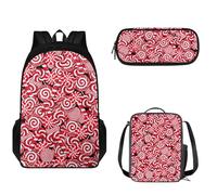 Tomeusey Juego de mochila escolar ajustable con hombro para escuela secundaria, niñas, niños, bolsa escolar con lonchera aislada, estuche para lápices, Estampado de piruletas