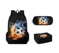 Tomeusey Juego de mochila escolar de gran capacidad y bolsa de almuerzo aislada para estudiantes, estuche para niños y niñas, fútbol