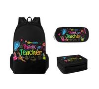 Tomeusey Juego de mochila escolar de gran capacidad y bolsa de almuerzo aislada para estudiantes, estuche para niños y niñas, Thank You Teacher