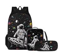 Tomeusey Juego de mochila escolar para niñas y niños, mochila casual para estudiantes, portátil, cómoda, acolchada, con lonchera a prueba de fugas, bolsa para lápices, Astronauta