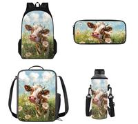 Tomeusey Juego de mochila para niños y niñas, bolsa escolar grande con lonchera a prueba de fugas, bolsa para lápices, bolsa de botella de agua para jardín de infantes, escuela primaria, escuela