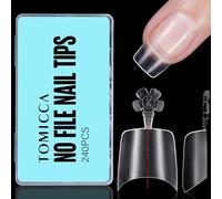 TOMICCA 240 puntas de uñas falsas, cuadradas cortas redondas acrílicas medias cubiertas de uñas francesas para uñas de gel para salones de uñas DIY y extensión de uñas, 12 tamaños