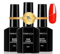 TOMICCA Base y Top Coat Mate Vernis Semi Permanente UV LED Soak Off Esmalte de Uñas 15ml