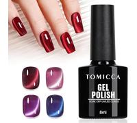 TOMICCA Cat Eyes - Esmalte de uñas de gel UV, 4 colores rojo, rojo oscuro, violeta, azul profundo, cristal, cristal, uñas de gel, juego para principiantes, salón de uñas DIY en casa, 8 ml