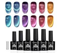 TOMICCA Cat Eyes - Esmalte de uñas de gel UV con imanes, 6 colores, violeta, azul profundo, cristal, cristal, esmalte de uñas para principiantes, salón de uñas DIY en casa, 8 ml