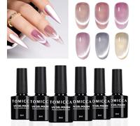 TOMICCA Cat Eyes Gel UV Esmalte de uñas Jelly Magnet, 6 colores brillantes Cristal Cristal Gel Uñas Polish Set para principiantes salón de uñas DIY Home 8 ml