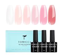 TOMICCA Juego de esmalte de uñas UV, 6 colores rosa transparente, rosa natural, esmalte de uñas de gel natural, soak-off UV LED Manicure Gel Lacquer Varnish para salón de uñas DIY Home 8 ml