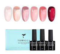 TOMICCA Juego de esmaltes de uñas UV, 6 colores rosa nude, rojo transparente, color natural, esmalte de uñas de gel natural, soak-off UV LED Manicure Gel Lacquer Varnish para salón de uñas DIY Home, 8