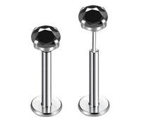 TOMIDES G23 - Juego de aretes de titanio para labio, tragus, hélice, tragus, 16 g, circonita cúbica, hipoalergénicos, para lóbulo de caracola, cartílago, piercing Monroe, pequeño, Titanio, Circonita