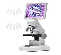 TOMLOV DM301 MAX Microscopio Biológico para Adultos y Niños: 7" Microscopio Digital con Escala de Medición Incorporada, 3 Lentes, Plataforma Mecánica, Dual LED, Compatible con Teléfono, PC&TV