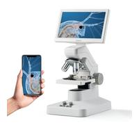 TOMLOV DM301 Pro Microscopio Biológico 1200X: 7" Microscopio Digital para Adultos y Niños, 3 Lentes, Escala de Medición Integrada, Iluminación LED Doble, Compatible con Teléfono, PC y TV