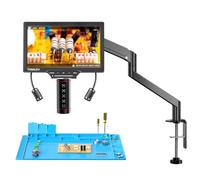 TOMLOV TM3K-AF MAX Microscopio Digital Autofocus: 10,1" Pantalla HDMI IPS, Microscopio de Soldadura con Flex Arm y Luces Laterales, Ideal para Reparación Electrónica e Monedas, Conexión PC/TV, 64GB