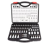 TOMMARS 60 piezas Master Torx Bit Socket y Torx Externo 1/4", 3/8", 1/2", brocas de acero S2, enchufes CRV E4-E24, T6-T70, TT6-TT70, TP8-TP60