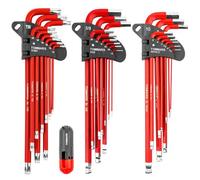 TOMMARS Juego de llaves hexagonales con extremo magnético de bola S2 de acero grande con mango en T Llave hexagonal Allen Juego SAE (1/16"-3/8") métrica (1.5mm-10mm) TORX (T10-T50)