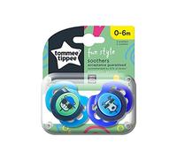 Tommee Tippee Fun Style Soothers, Symmetrical Orthodontic Design, BPA-Free Silicone, 0-6m, Pack of 2 Dummies, Colours May Vary