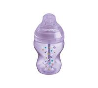 Tommee Tippee Biberón Anticólico con Tetina con Forma de Pecho y Sistema de Aireación Anticólico, 250ml, Pack de 1, Púrpura (color y diseño varían)