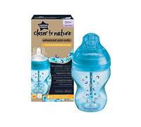 Tommee Tippee Biberón Anticólico con Tetina con Forma de Pecho y Sistema de Aireación Anticólico, 260ml, Pack de 1, Azul (color y diseño varían)