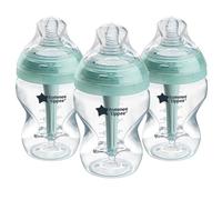 Tommee Tippee Biberones Anticólicos con Tetina con Forma de Pecho y Sistema de Aireación Anticólico, 260 ml, Pack de 3, Azul