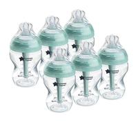 Tommee Tippee Biberones Anticólico con Tetina con Forma de Pecho y Sistema de Aireación Anticólico, 260 ml, Pack de 6 - Azul
