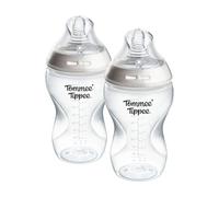 Tommee Tippee Biberones, biberón anticólicos Natural Start, 340 ml, pack de 2, con tetina de flujo medio tetina anatómica para un agarre natural, válvula anticólicos