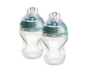 Tommee Tippee Biberones, Biberón Natural Start anticólicos de silicona con tetina de flujo lento que imita la forma del pecho, 260ml, para bebés a partir de 0 meses, con autoesterilización
