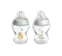 Tommee Tippee Biberones, Biberón Natural Start para 0m+, pack de 2, 260ml Biberones, con Tetina Flujo Lento para un Agarre Natural, Sin BPA, Verde y Blanco
