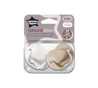 Tommee Tippee Cherry - Chupete de látex de 0 a 6 meses, paquete de 2 chupetes con bolsa de látex 100 % natural