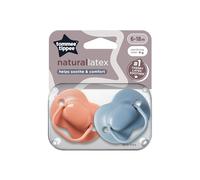 Tommee Tippee Cherry - Chupete de látex para 6-18 meses, 2 unidades, con bolsa de látex 100% natural